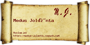 Medus Jolánta névjegykártya